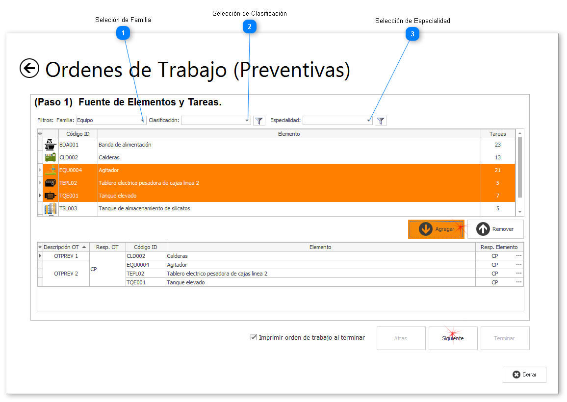 Filtros de OT´s